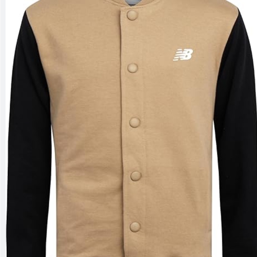 New Balance Beige and Black Button-Up Jacket